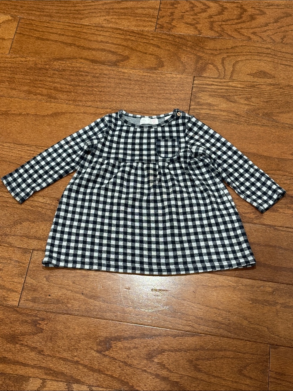 Zara Black & White Gingham Long-Sleeve Toddler dress 18/24 months